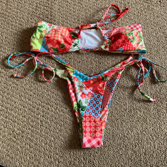 NEW Shein Allover Print Tie Side Bikini Swimsuit - Picture 4 of 10